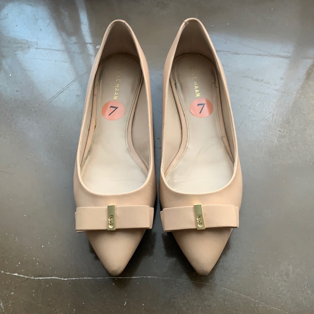 Cole Hann nude bow tie flats